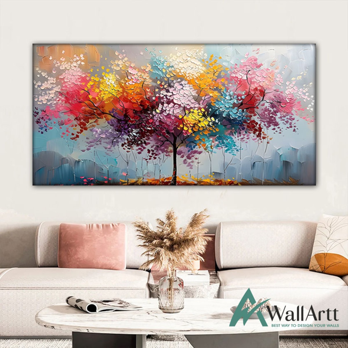 Tree with colorful Leaves II 3d Heavy Textured Partial Oil Painting